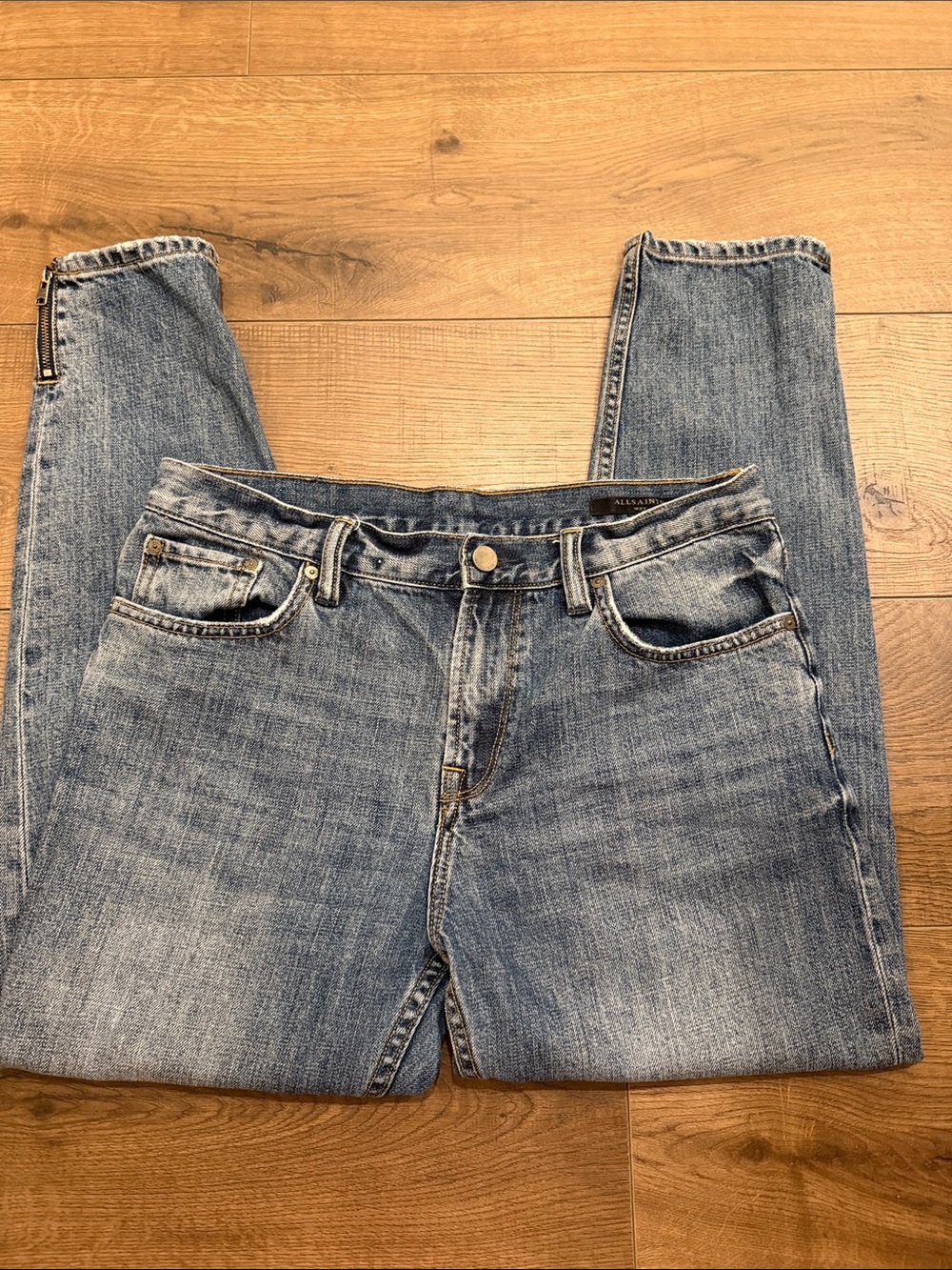 AllSaints Women's Straight Jeans in Light Blue Denim